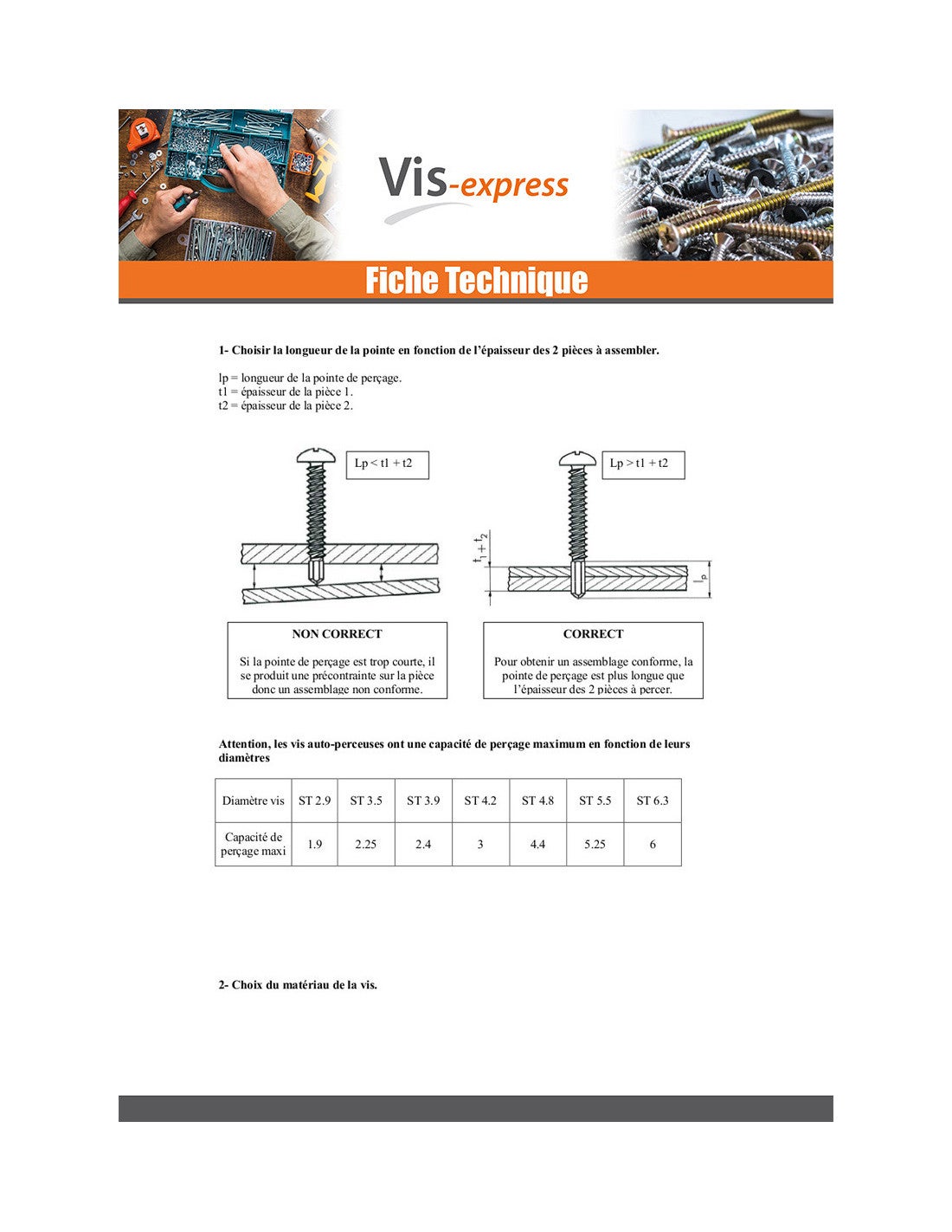 Vis autoperceuse Tête fraisée Phillips 4.8X65 Filet tôle Acier zingué-200 pièces - 4