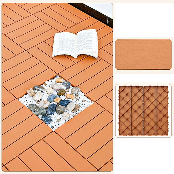 Pavimento para exteriores - 11 baldosas de 30 cm con clip - para cubrir superficies irregulares-colores de moda - baldosas de plástico para exteriores