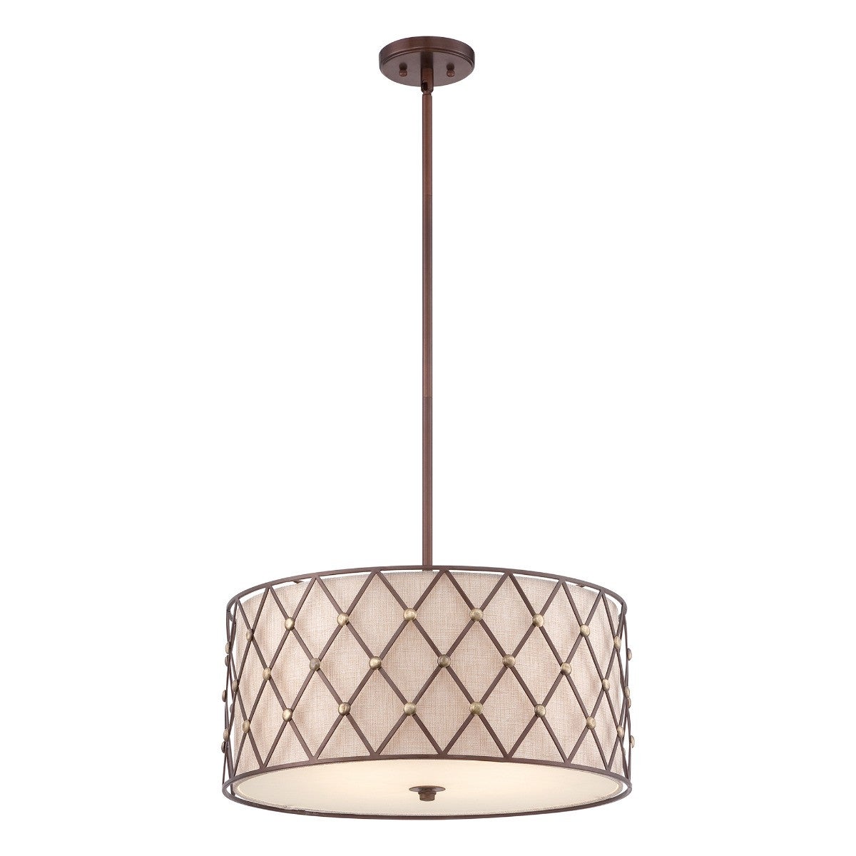 Lampa wisząca Brown Lattice ciepła miedź 4xE27x100W wym: 124,5 x 55,9 x 55,9 cm metal Quoizel