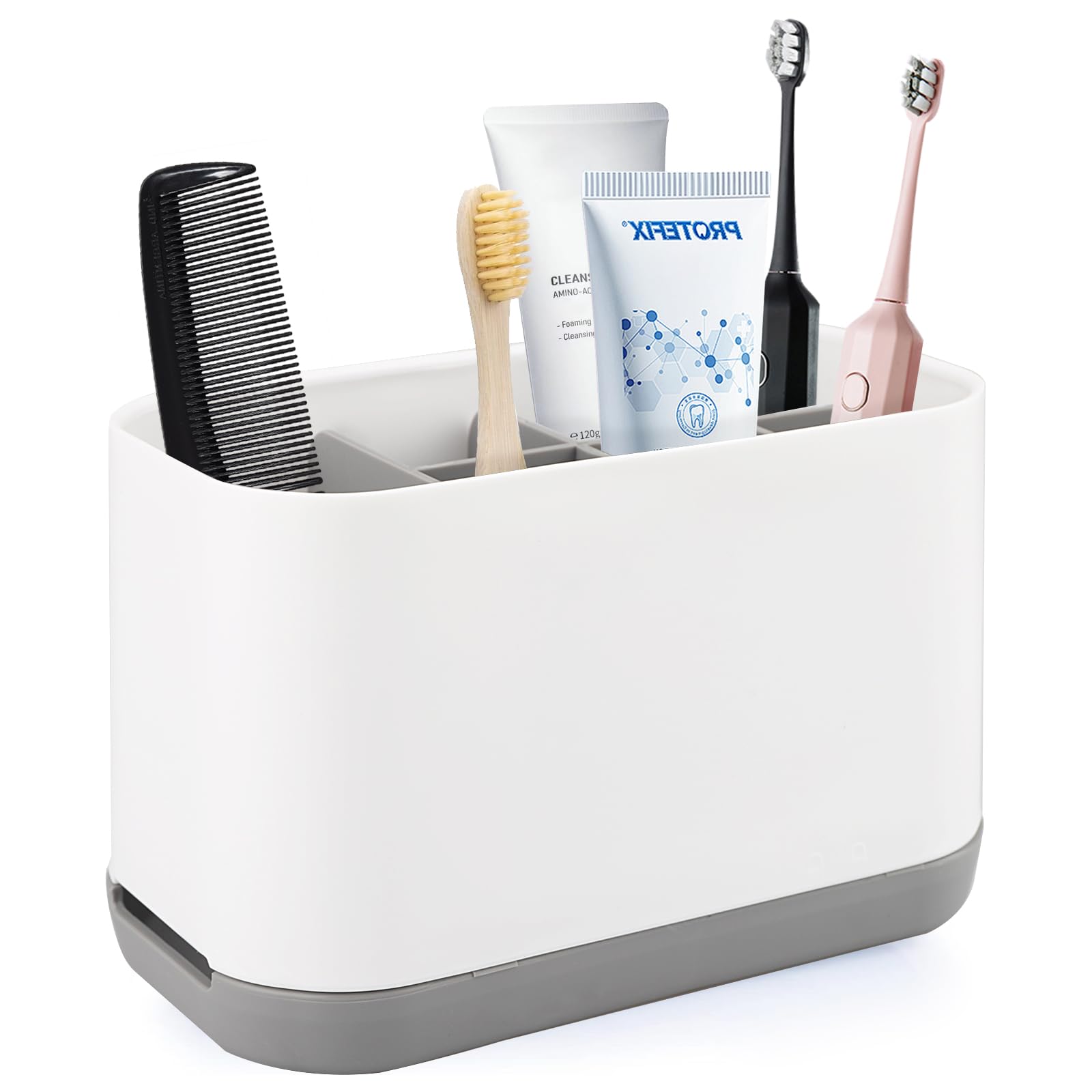 2 Pièces Porte-Brosse à Dents,Organisateur Salle de Bain Multifonctionnel de Brosses à Dents