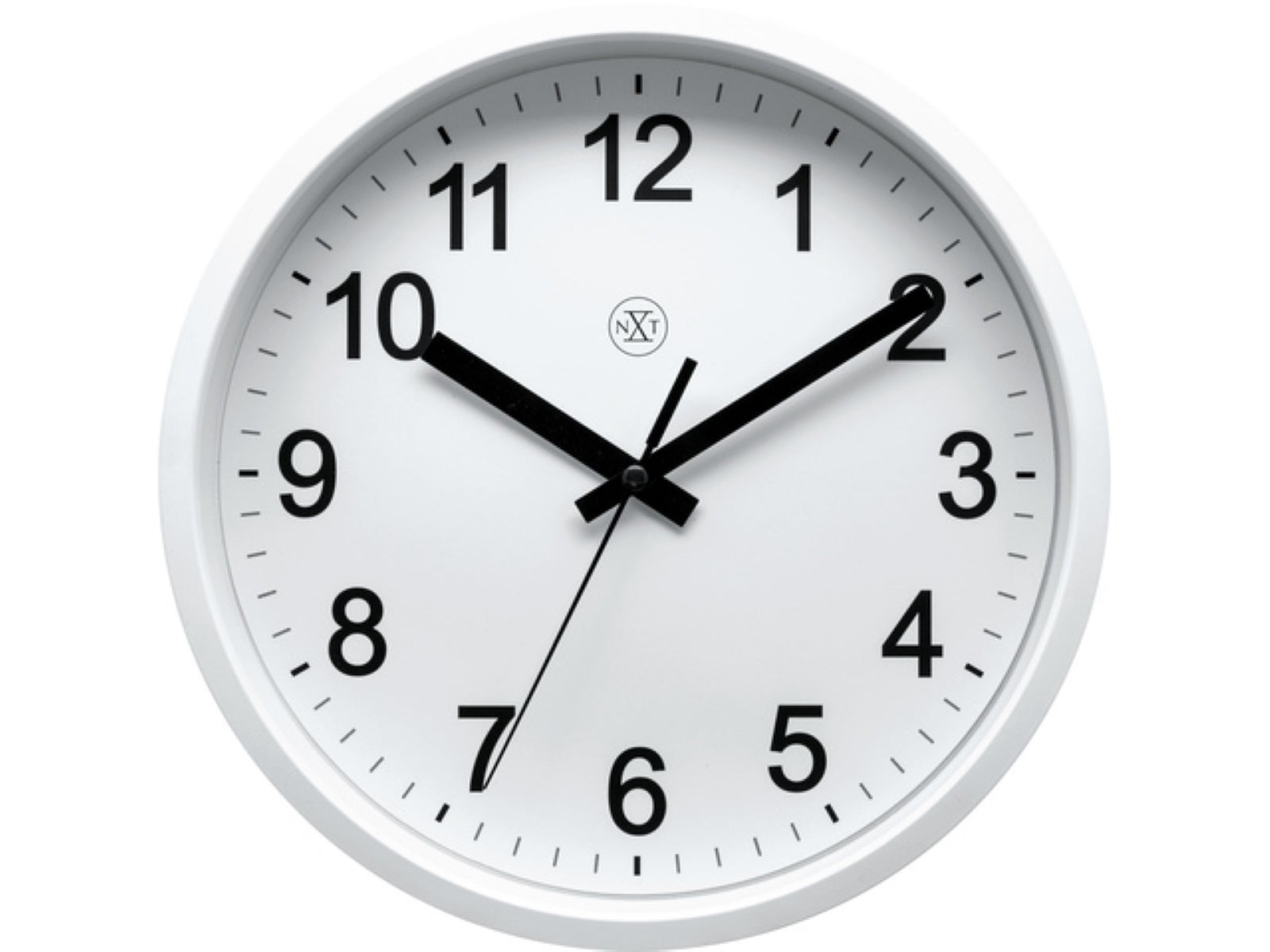 Nextime reloj de pared robust con armazón de plástico blanco - 25,5 cm de diámetro