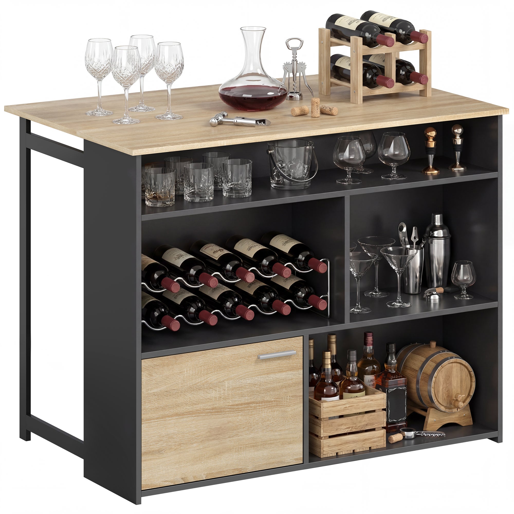Table de cuisine haute extensible avec rangement, console de rangement ...