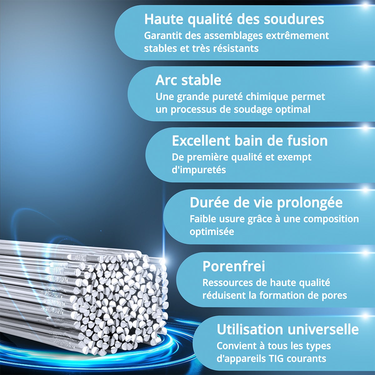 STAHLWERK Baguettes de soudage TIG ER4043Si5 Aluminium fortement allié Ø 2,4x 500 mm 1kg - 3
