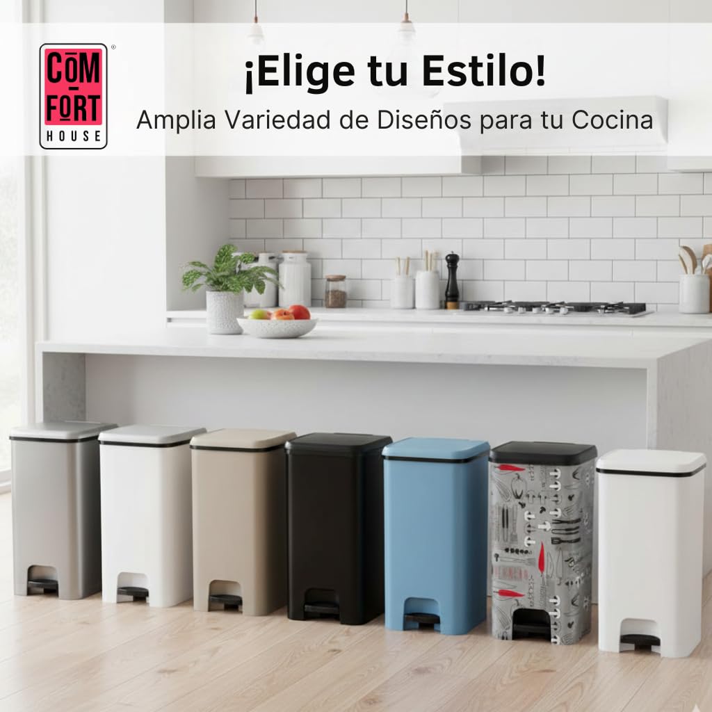 CASA DE CONFORTO | Lixeira com Pedal | Capacidade de 37 litros | Balde de reciclagem | Classe de cor Preto - 5