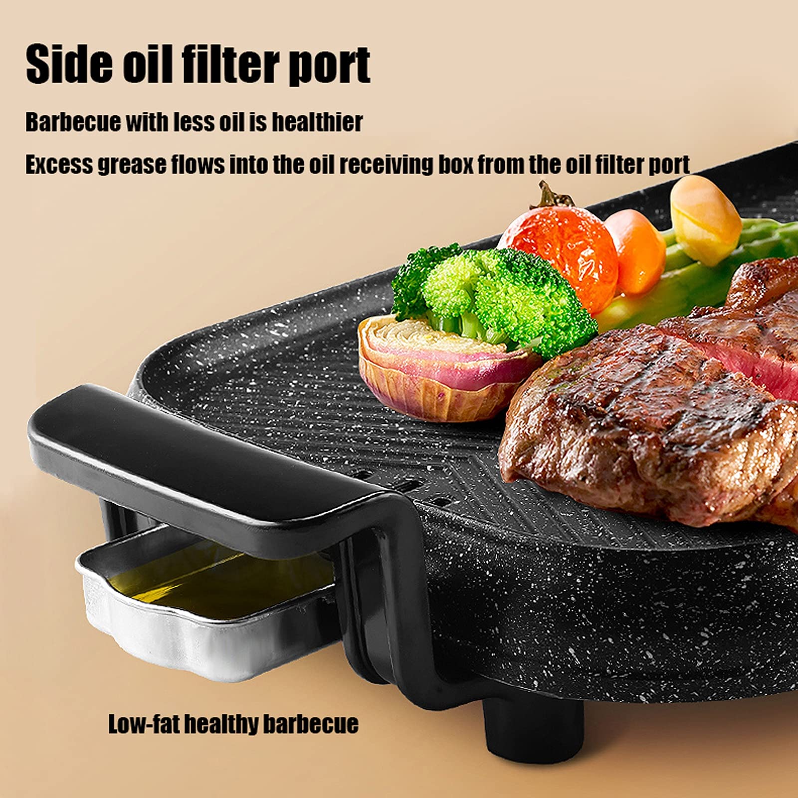 Grill domowy,elektryczny grill 2 w 1,podwójna kontrola temperatury,patelnia o dużej pojemności z powłoką zapobiegającą przywieraniu,spotkania rodzinne - 2