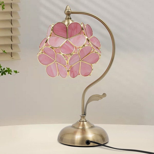 LED Lampe de Chevet Moderne - Abat-Jour en Verre & Pied Laiton - Lumière Chaude 2700K - Ampoule E27 - Pour Chambre & Salon (Prise UE) | Leroy Merlin