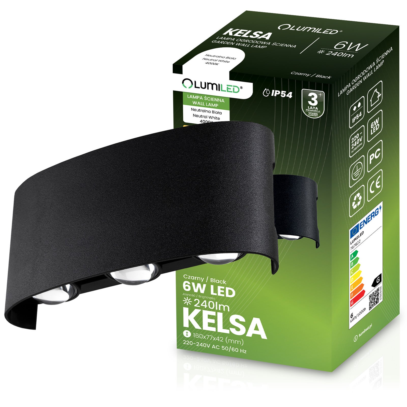 Lampa Ogrodowa Lumiled Zewnętrzna Kinkiet Elewacyjny 6W LED IP54 1 szt.