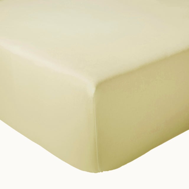Drap-housse uni en satin de coton - Vert tilleul - 180x200 cm - Satin de coton