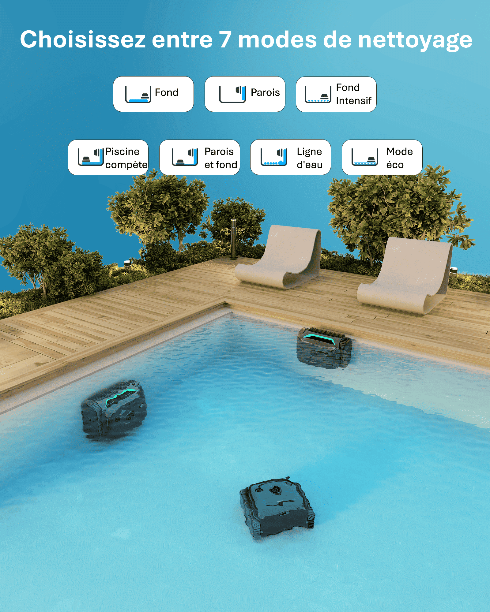Robot de Piscine Sans Fil Wybot C2 - Double Filtration Ultra-Fine - Batterie grande autonomie - Application Smartphone - 2