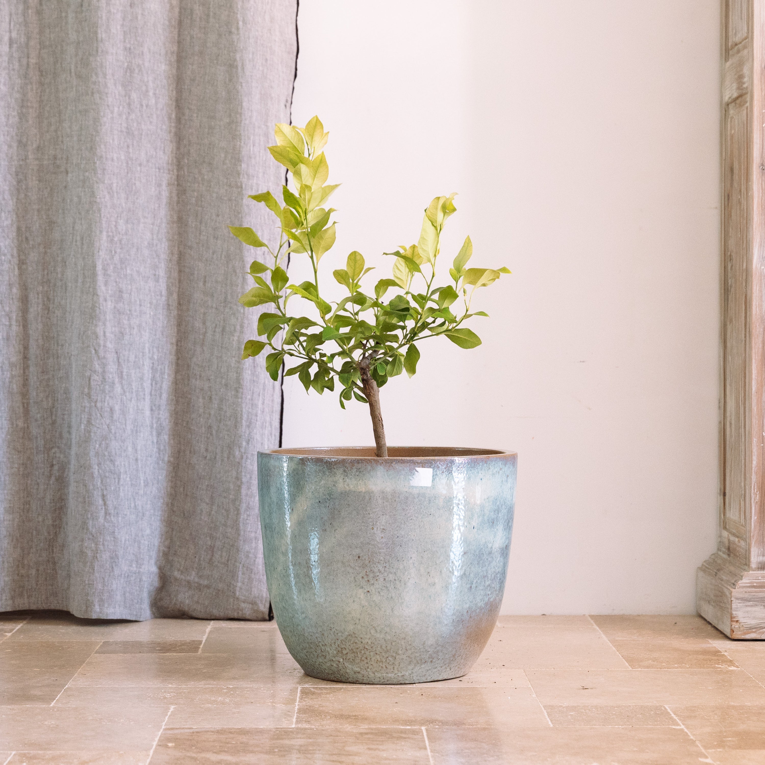 Pot grande taille d'extérieur LANCELOT 57x50cm perle, fait main en terre cuite émaillée, résistant au gel - 3