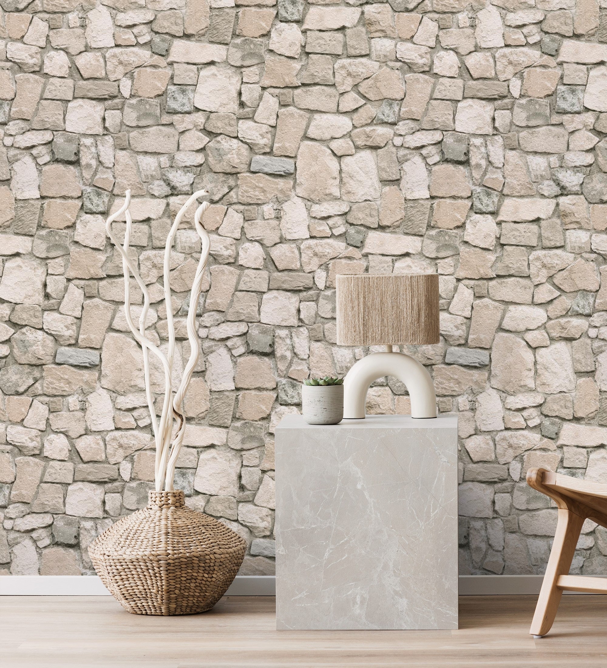 Papier peint effet mur de pierre beige rustique texturé - Salonio 453841 de GAULAN - Rouleaux de 10 m x 0,53 m - 5