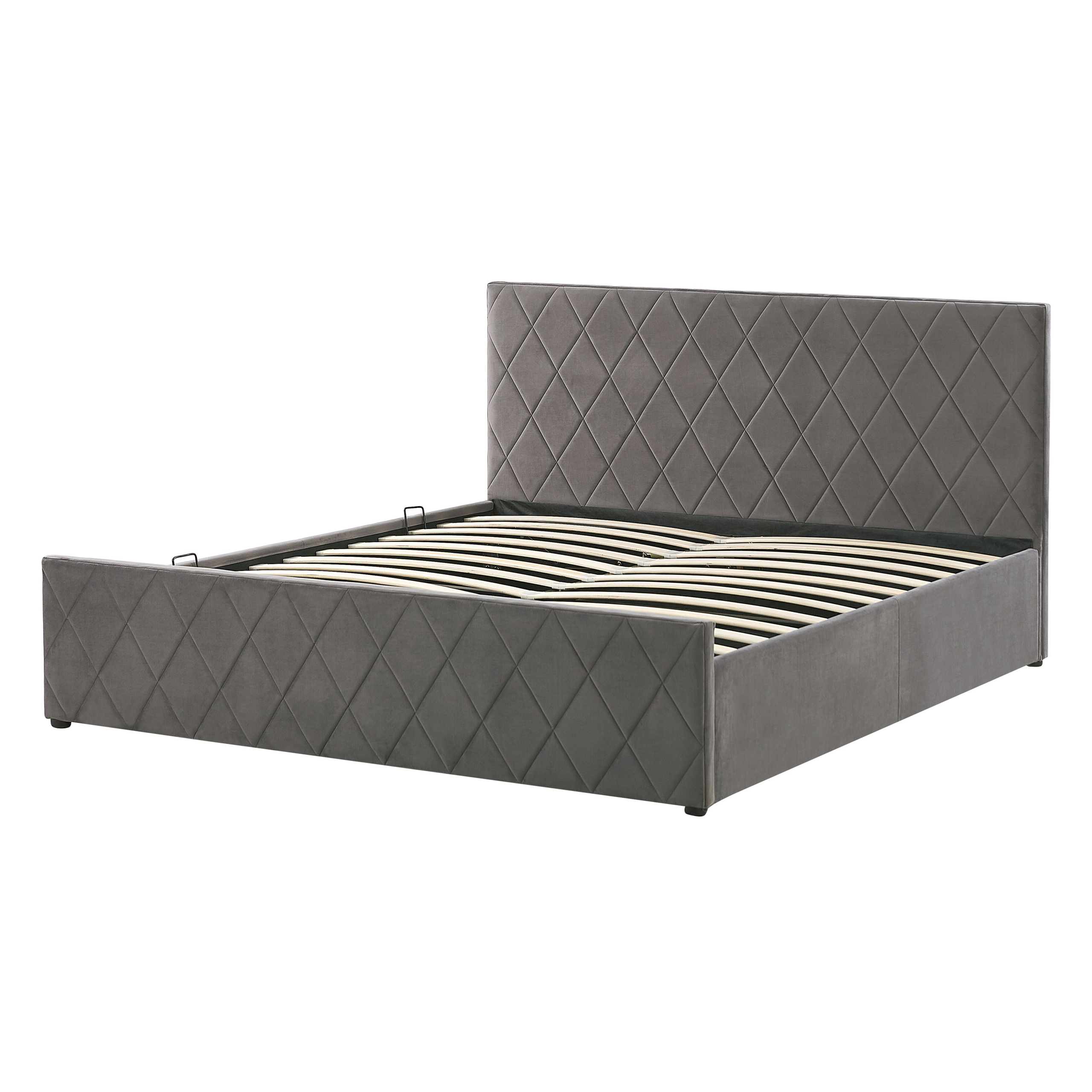 Letto contenitore Velluto ROCHEFORT 140 x 200 cm Grigio - 7