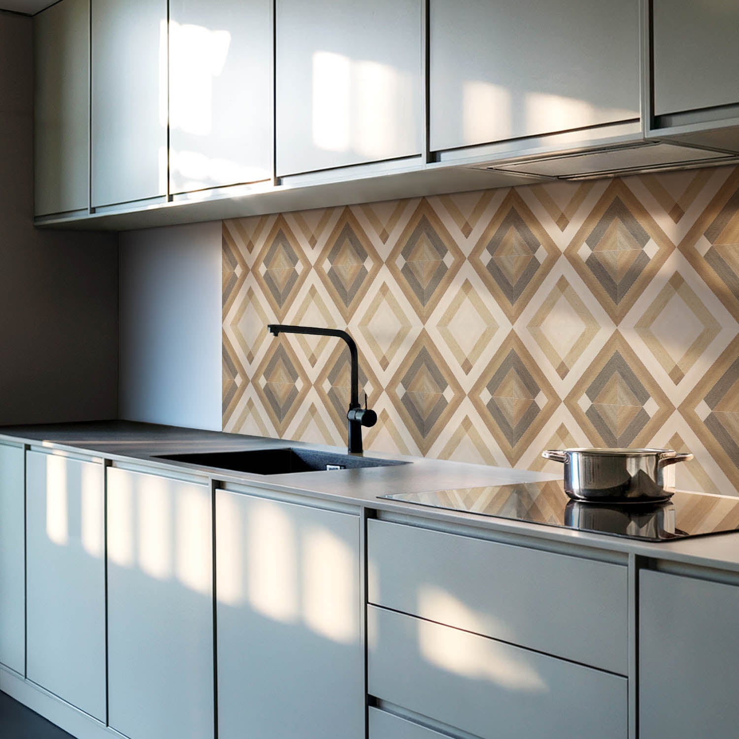 Panneaux muraux décoratifs, panneaux en PVC | 6x60x30 cm |Motif à carreaux géométrique - 2