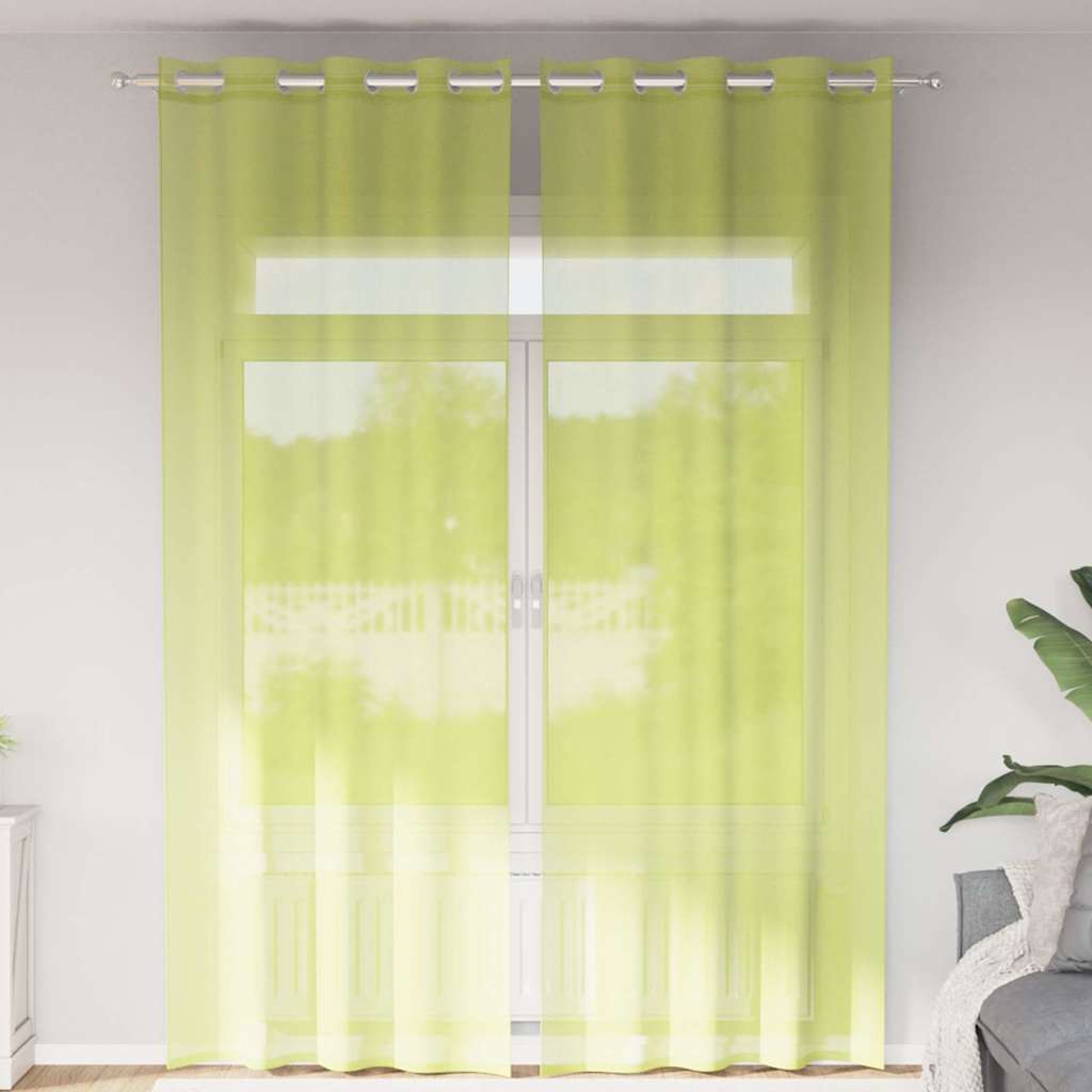 Zasłony woalowe z przelotkami 2 szt. Jabłko zielone 140x300 cm vidaXL