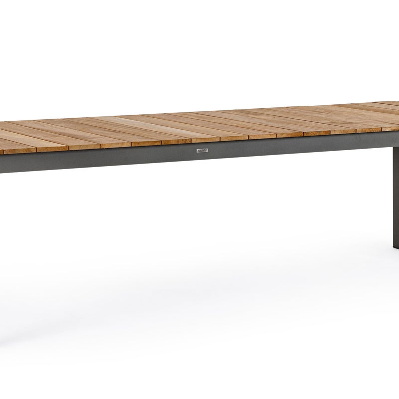 Stół rozkładany "CAMERON" 228/294x100 antracyt, rama aluminiowa i listwy tekowe, do ogrodu i na werandę