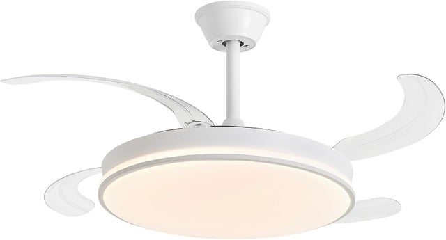 Ventilador de Techo con Luz COSMOS Blanco – Aspas Retráctiles, Motor DC, 6 Velocidades, Mando a Distancia, Ø50 cm