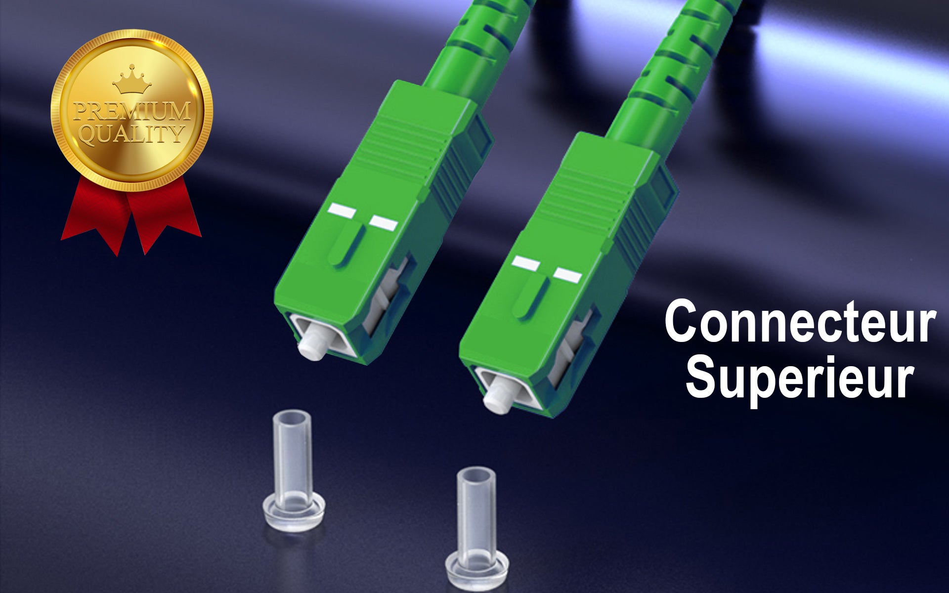 Elfcam® - 15M Cable/Rallonge Fibre Optique (Orange SFR Bouygues) - Jarretiere Simplex Monomode SC-APC a SC-APC - Blindage et Connecteu...c, 15M - 7