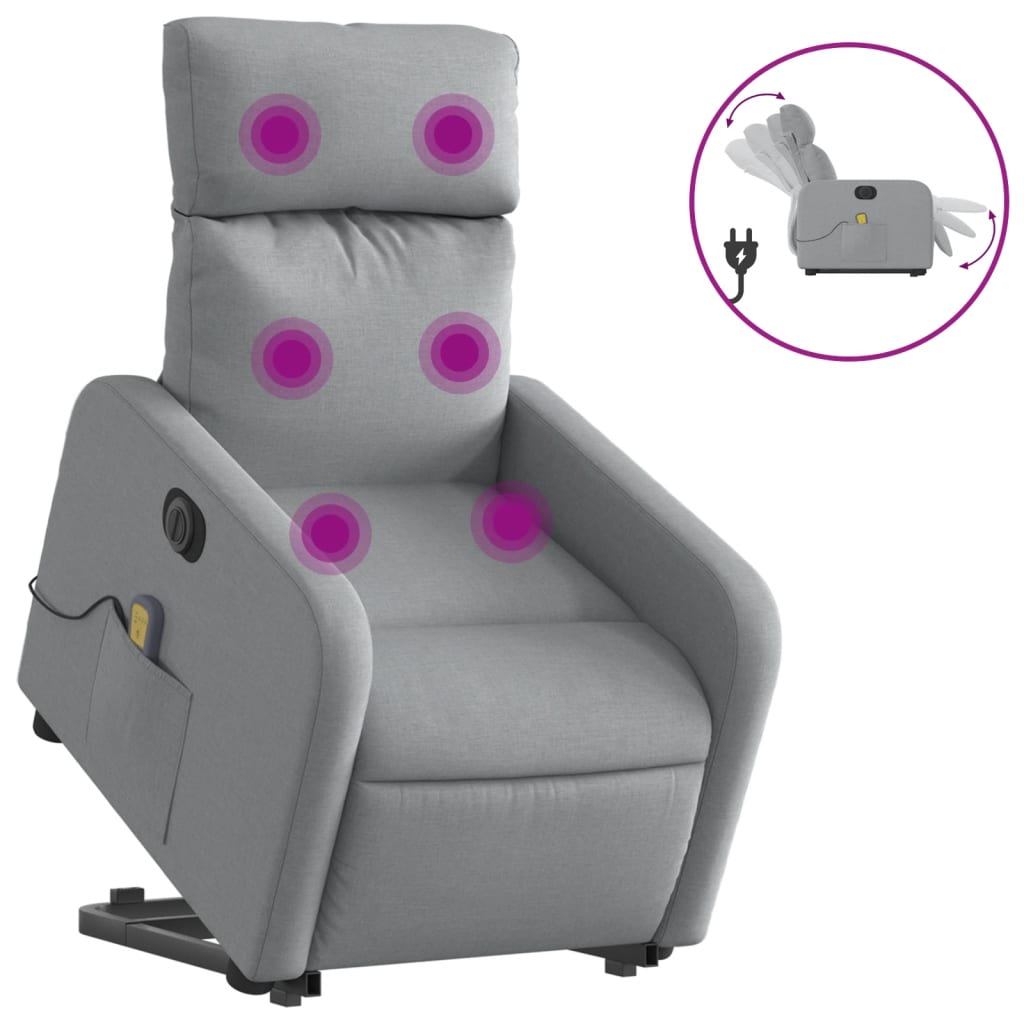 Sillón de salón | silla | sillón de masaje eléctrico reclinable elevable tela gris claro cfw136350