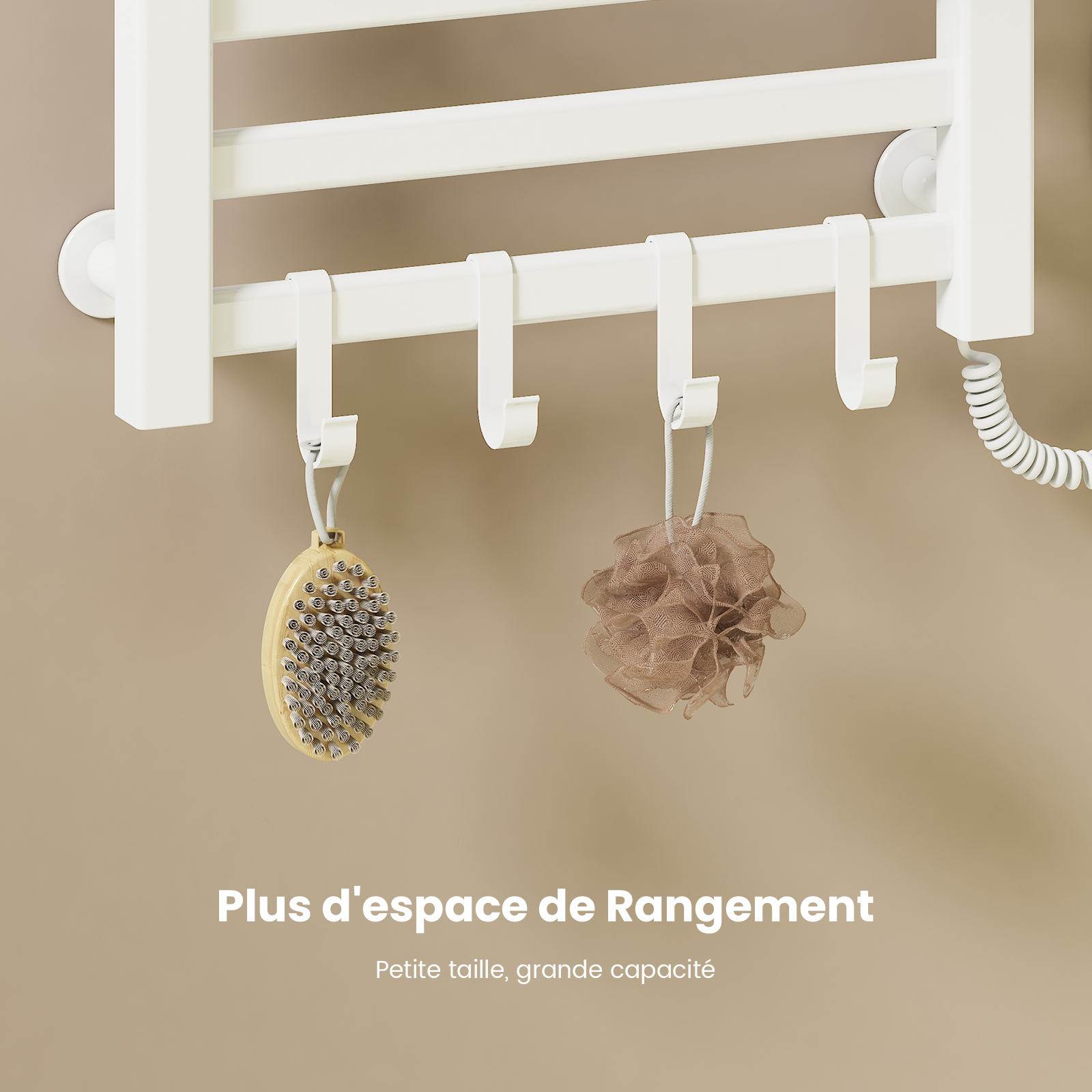 EMKE Sèche-Serviettes Électrique 500x500 mm, Chauffage Salle de Bain Intelligent à Température Constante, Chauffe-Serviettes Électrique 140W Blanc - 3