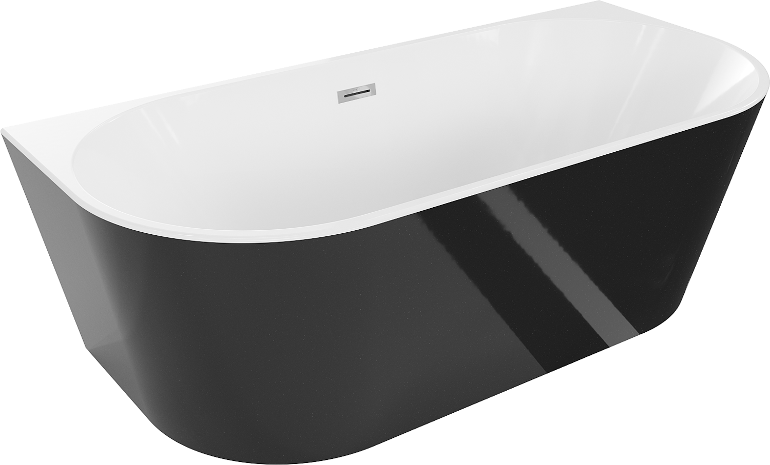 Mexen Oval wanna wolnostojąca przyścienna 160 x 80 cm, biała/czarna, przelew chrom - 52671608075-01
