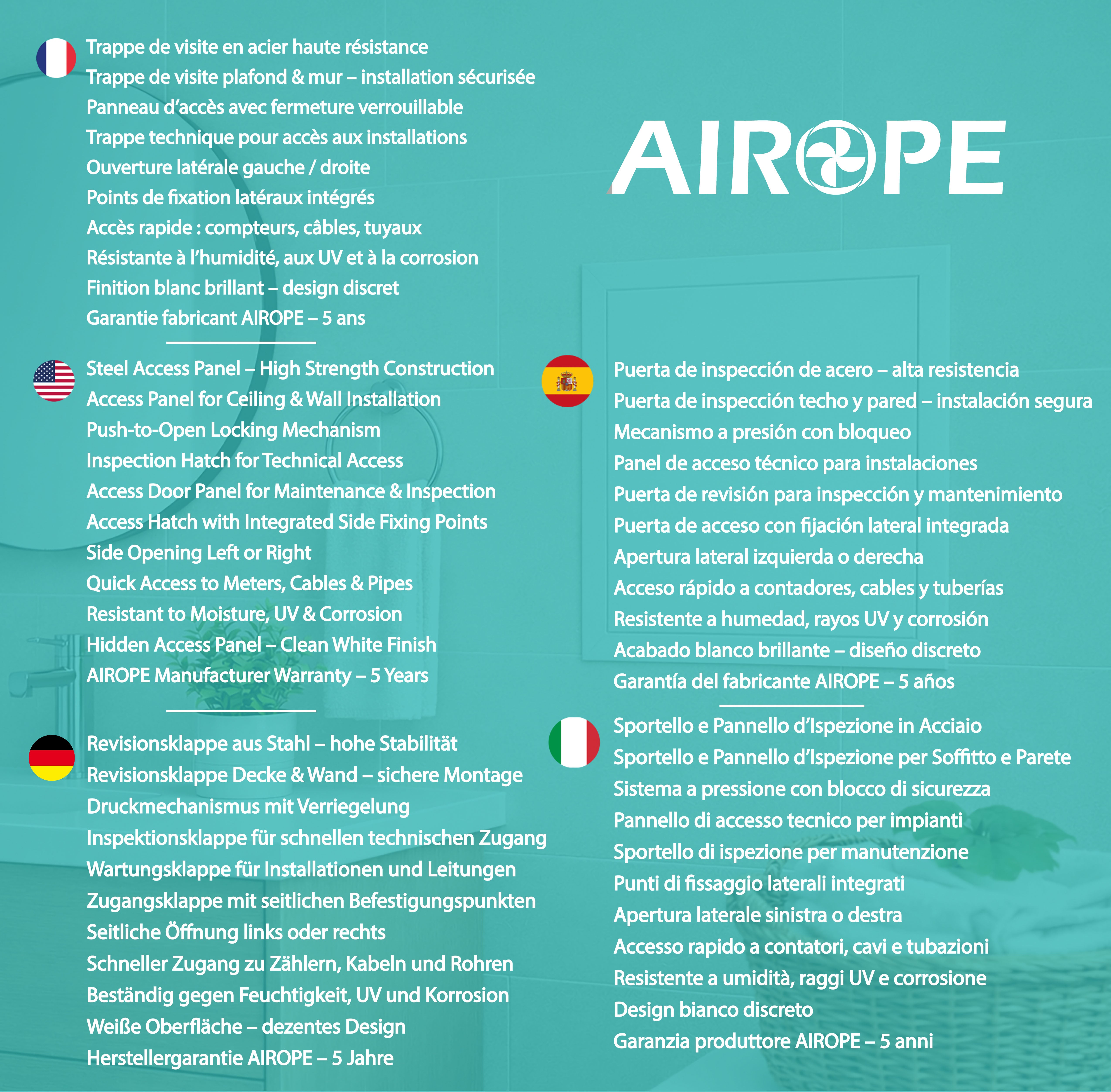 AIROPE–600x1000 MM Trappe de Visite en Acier Blanc,Fermeture à Loquet Sécurisé,Spéciale Plafond et Mur,Panneau d’Accès Compteur d’Eau,Baignoire,Tuyaux - 6