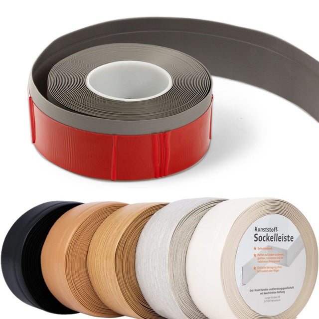 Plinthe auto-adhésive, 50 x 15 mm, Gris, L = 10 m, Plinthe de cuisine, Plinthe PVC flexible