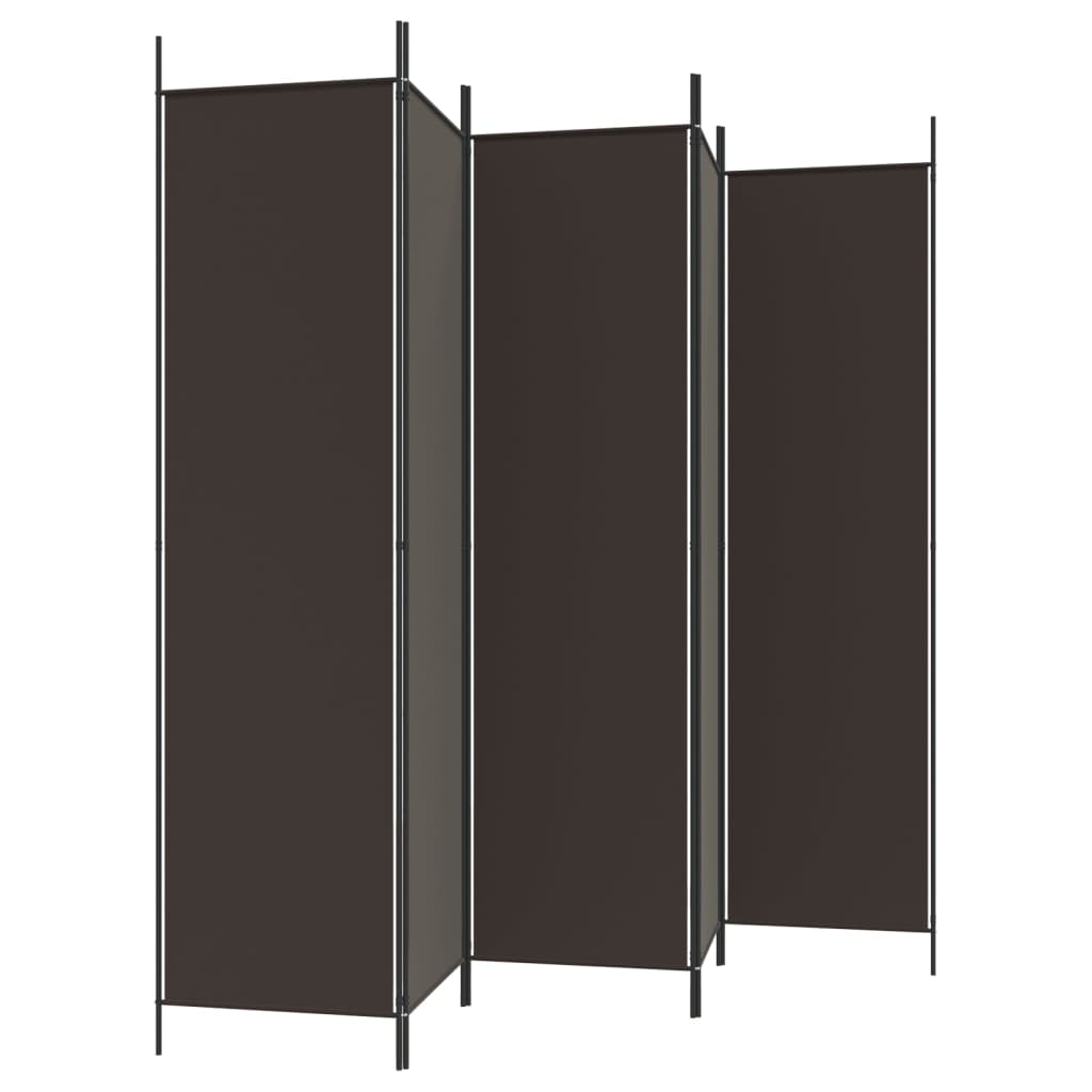 vidaXL Cloison de séparation 5 panneaux Marron 250x200 cm Tissu - 5
