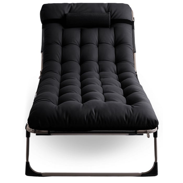 Leżak Fotel Rozkładany Do Spania Salonu Leżanka Jednoosobowa Czarny VENUS - 4