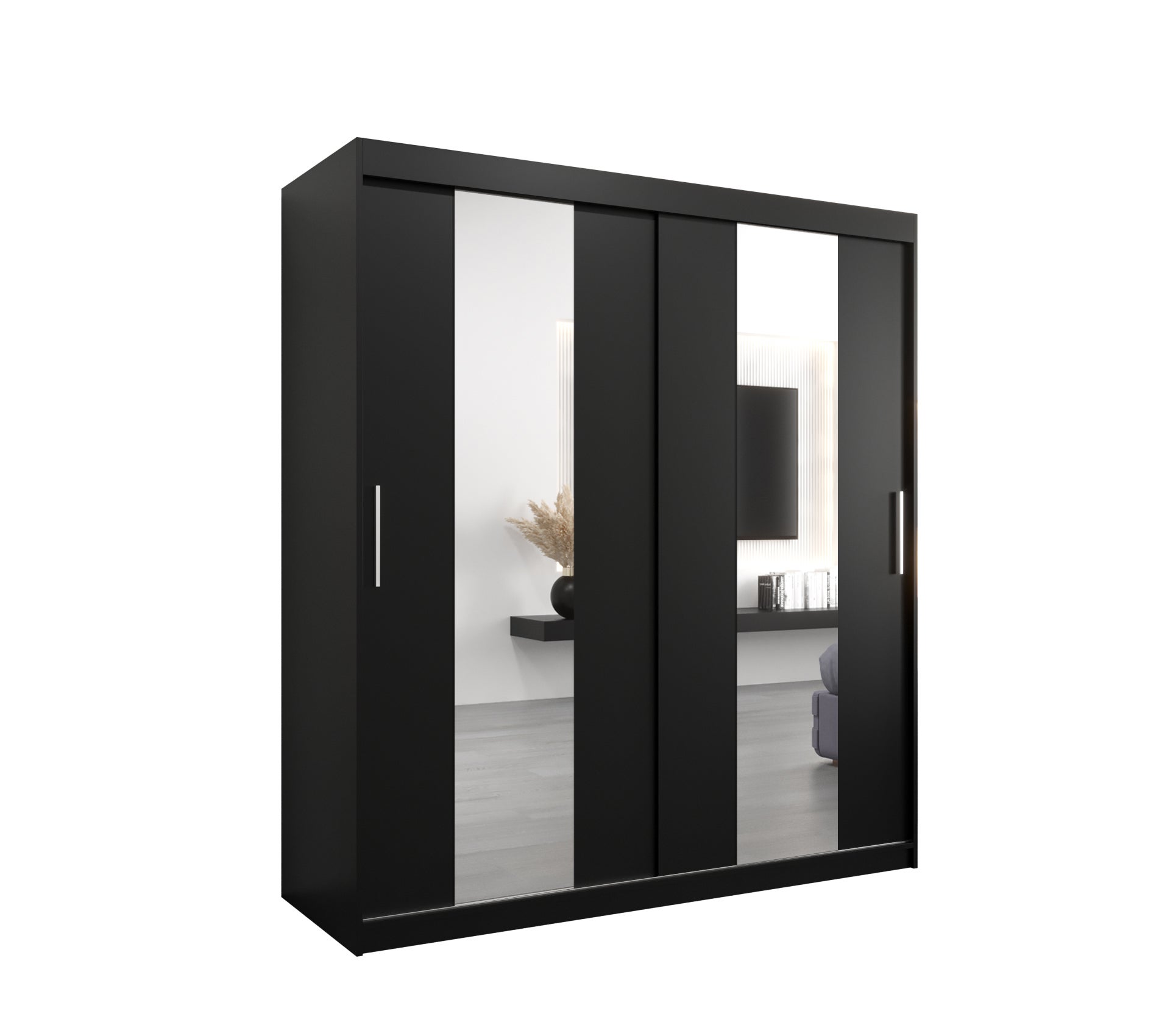 Szafa przesuwna garderoba POLE 180 x 62 x 200 cm Czarny - Abiks Meble