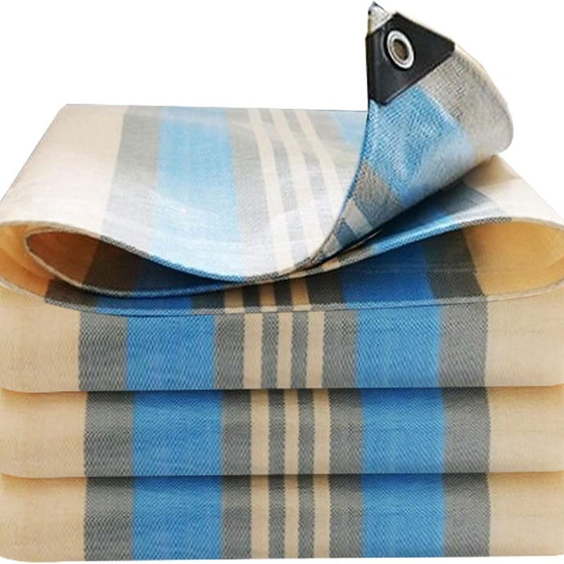 Wytrzymała, wodoodporna plandeka z tworzywa PE, odporna na mróz i promieniowanie UV, do ogrodów, altan i na kempingi, niebieska, 3 m x 5 m