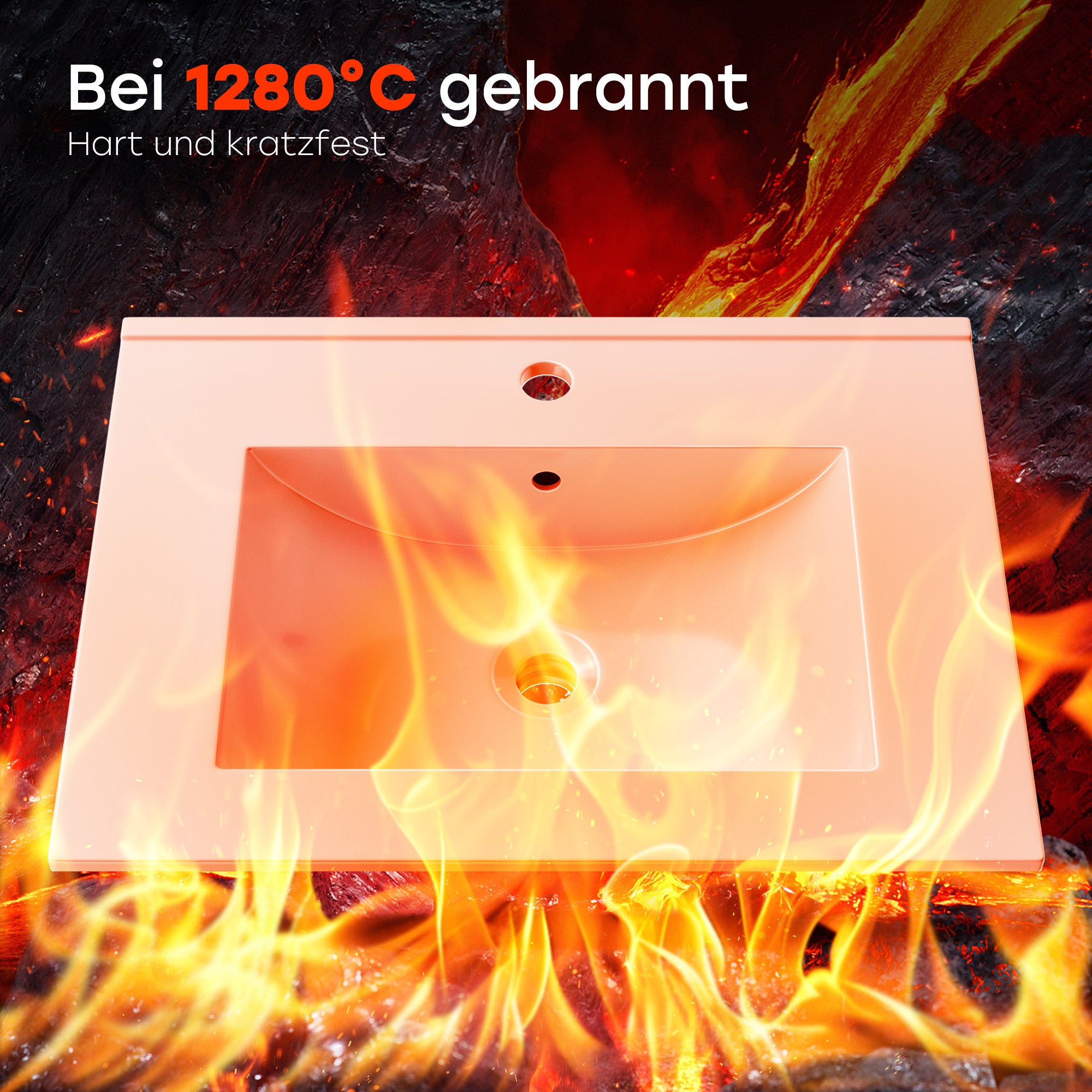 HOROW Lavabo rettangolare da incasso in ceramica, largo 60 cm, per mobile base, con troppopieno, ideale per bagni ospiti e piccoli bagni - 7