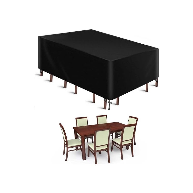 Pokrowiec na meble ogrodowe, pokrowiec na stół ogrodowy z tkaniny Oxford 420D, ochrona przed warunkami atmosferycznymi, do zestawów stołowych i sof, z