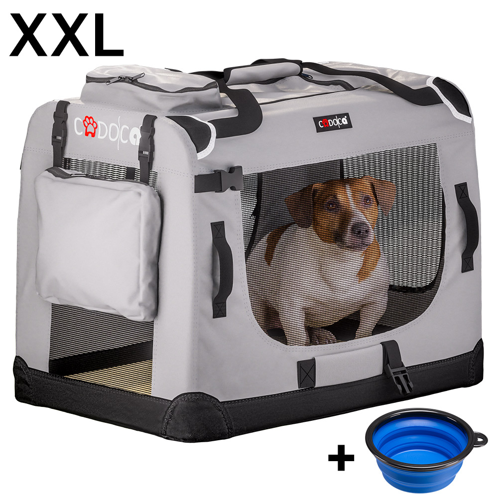 CADOCA® Cage de transport XXL Gris pour animaux chien chat rongeur