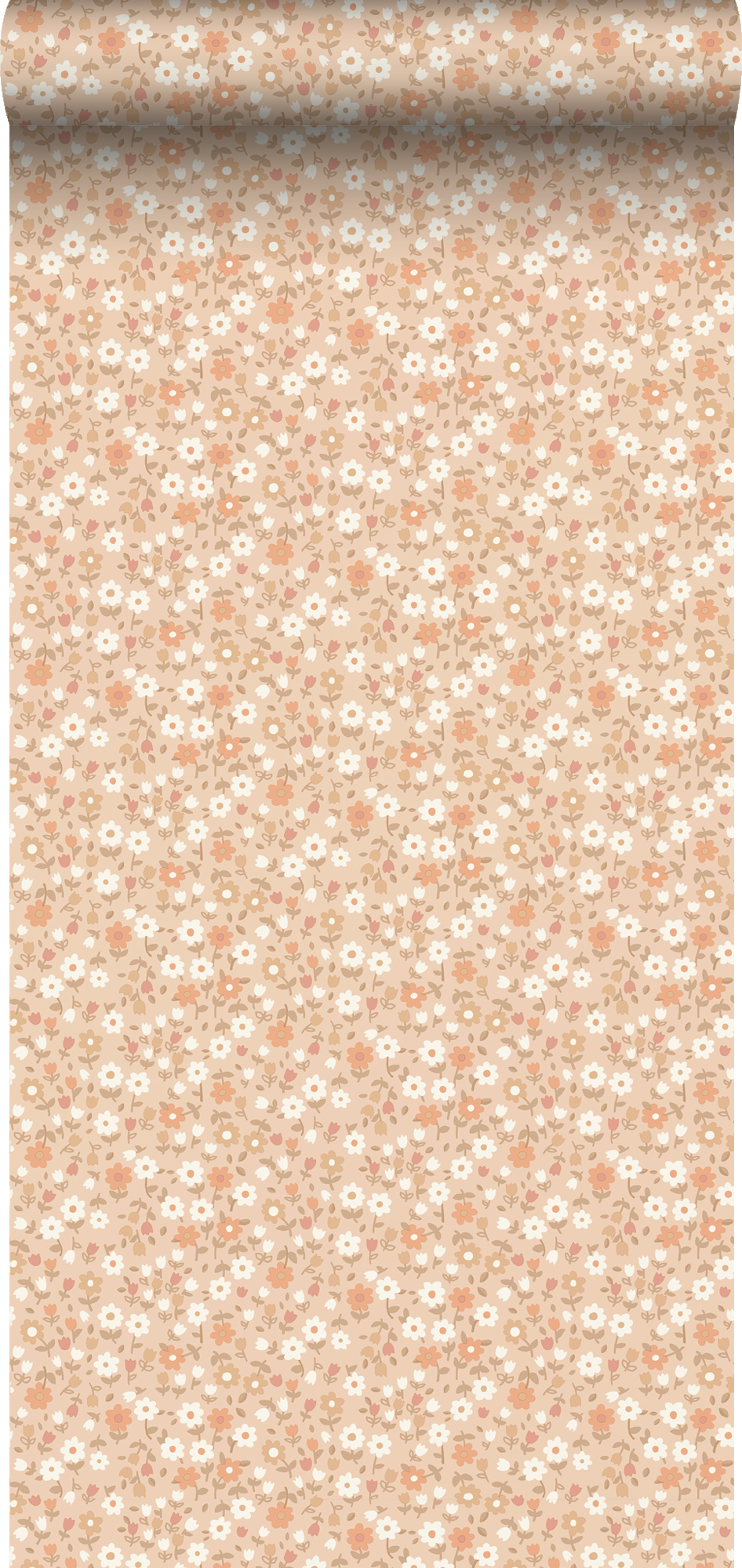 Papel pintado flores rojo barro cocido clara - 53 cm x 10.05 m - estahome