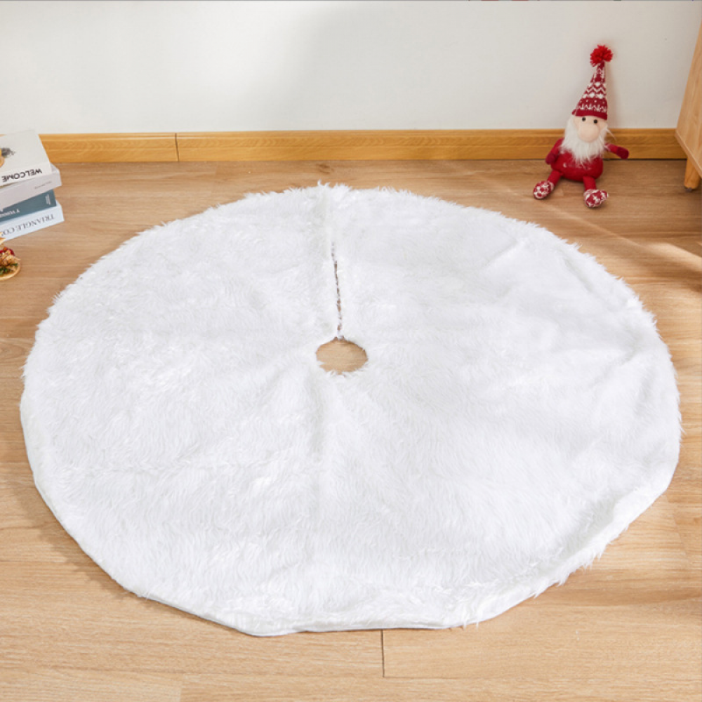 Spódnica pod choinkę ze sztucznego futra, 120 cm, biała pluszowa spódnica do dekoracji choinki na wesołe Święta Bożego Narodzenia