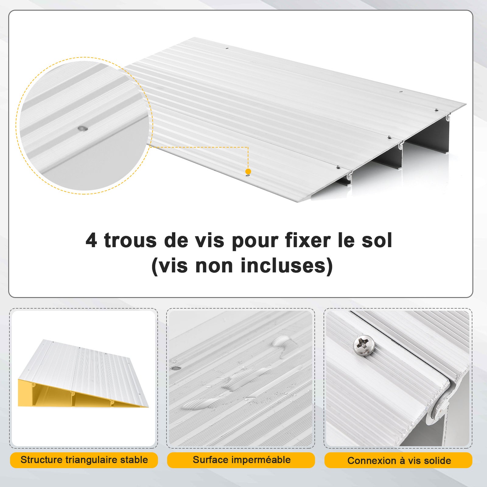 Rampe de Seuil de Porte de 8,5cm avec Hauteur Réglable,Charge 317KG, pour Fauteuils Roulants - 8