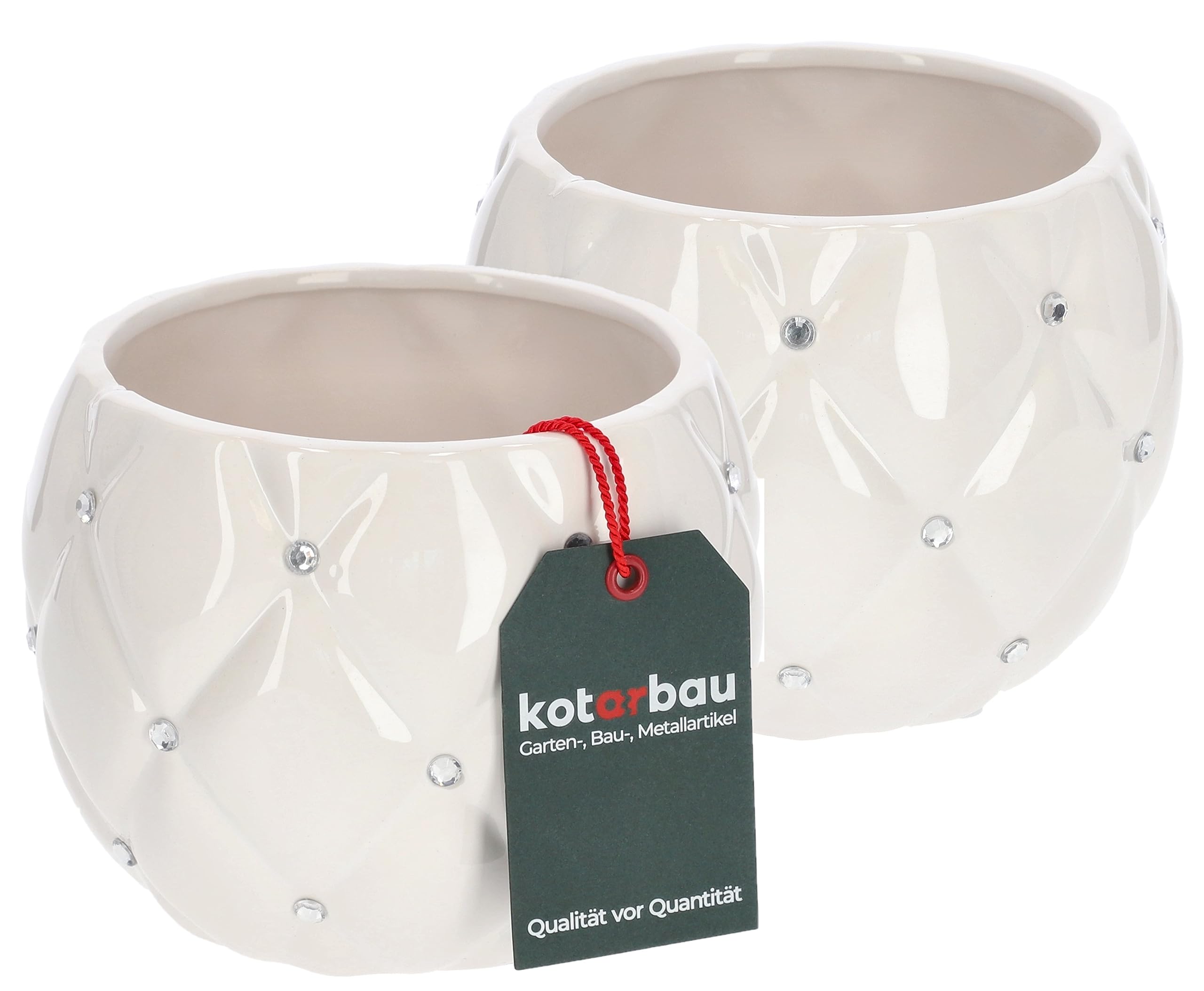 Doniczka ceramiczna glamour biała zestaw 2 szt. - KOTARBAU