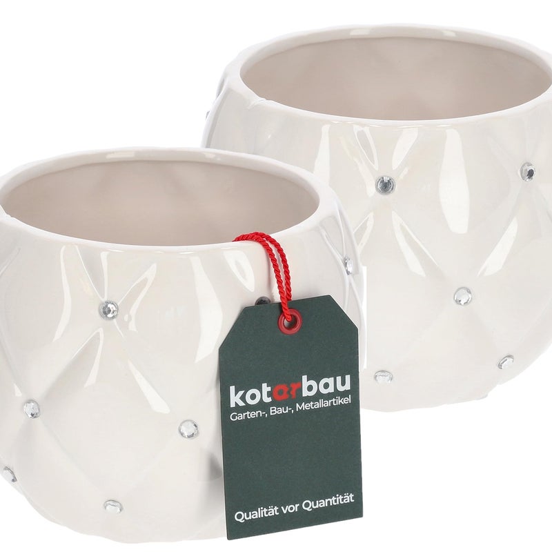 Doniczka ceramiczna glamour biała zestaw 2 szt. - KOTARBAU