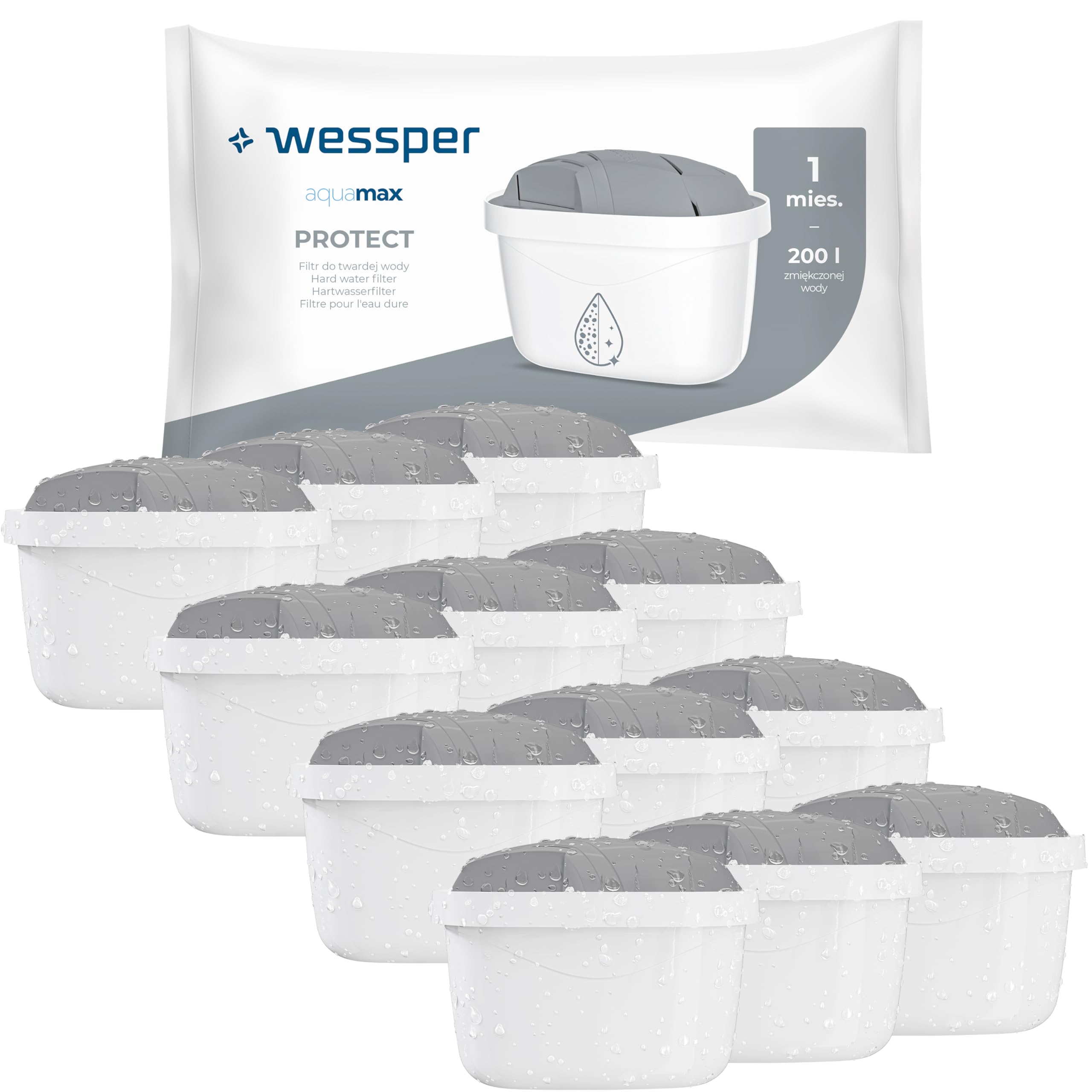 Wessper Cartucce Filtranti per Caraffa Filtrante 12 Pezzi | Ricambio per Dafi Unimax Aquaphor A5 BRITA Maxtra+ PHILIPS AWP212/10 | Sistema di Filtraggio dell'acqua per Ridurre il Calcare, il Cloro