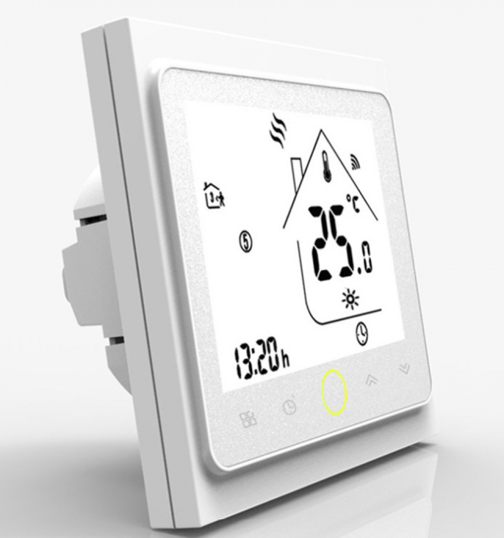 Inteligentny termostat Wi-Fi, biały, regulator gazu do kotła, programowalny i zdalnie sterowany, kompatybilny z Alexa/Google Home