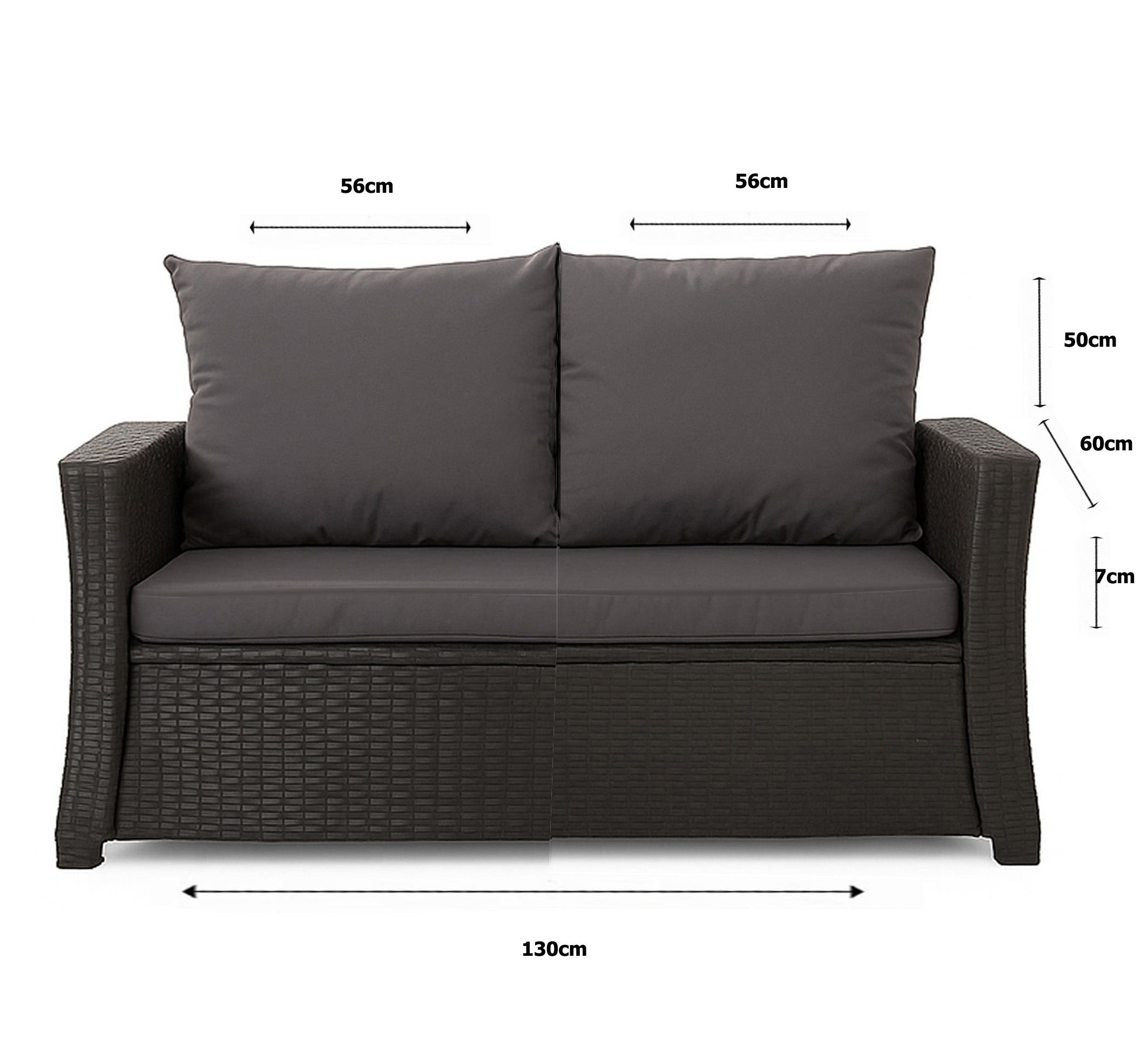Poduszka ogrodowa na sofę rattanową 130x60x50cm poduszka na meble rattanowe antracyt, poduszka na balkon taras, poduszki na meble ogrodowe - 3