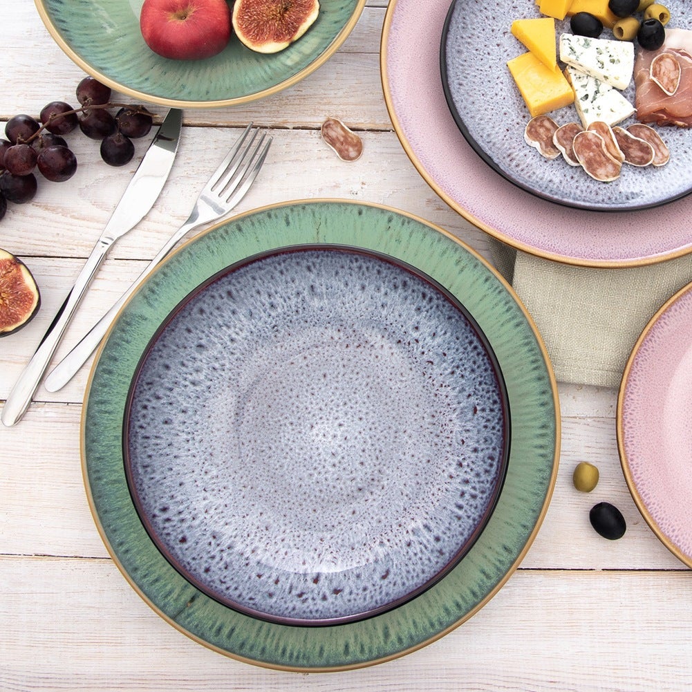 Talerz obiadowy płytki ceramiczny zielony GLAZE 27 cm - 3