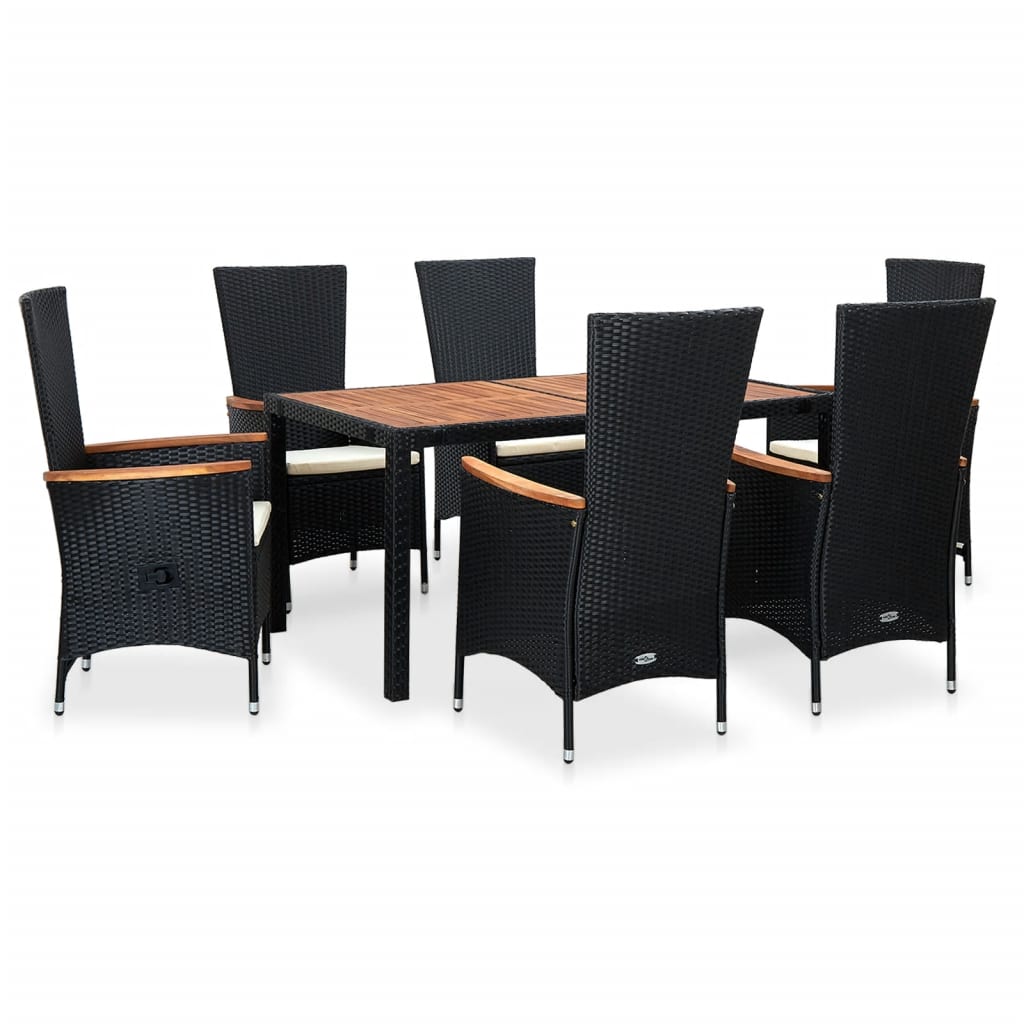 Maison Exclusive - Set da Pranzo da Giardino 7 pz in Polyrattan e Acacia Nero - 2