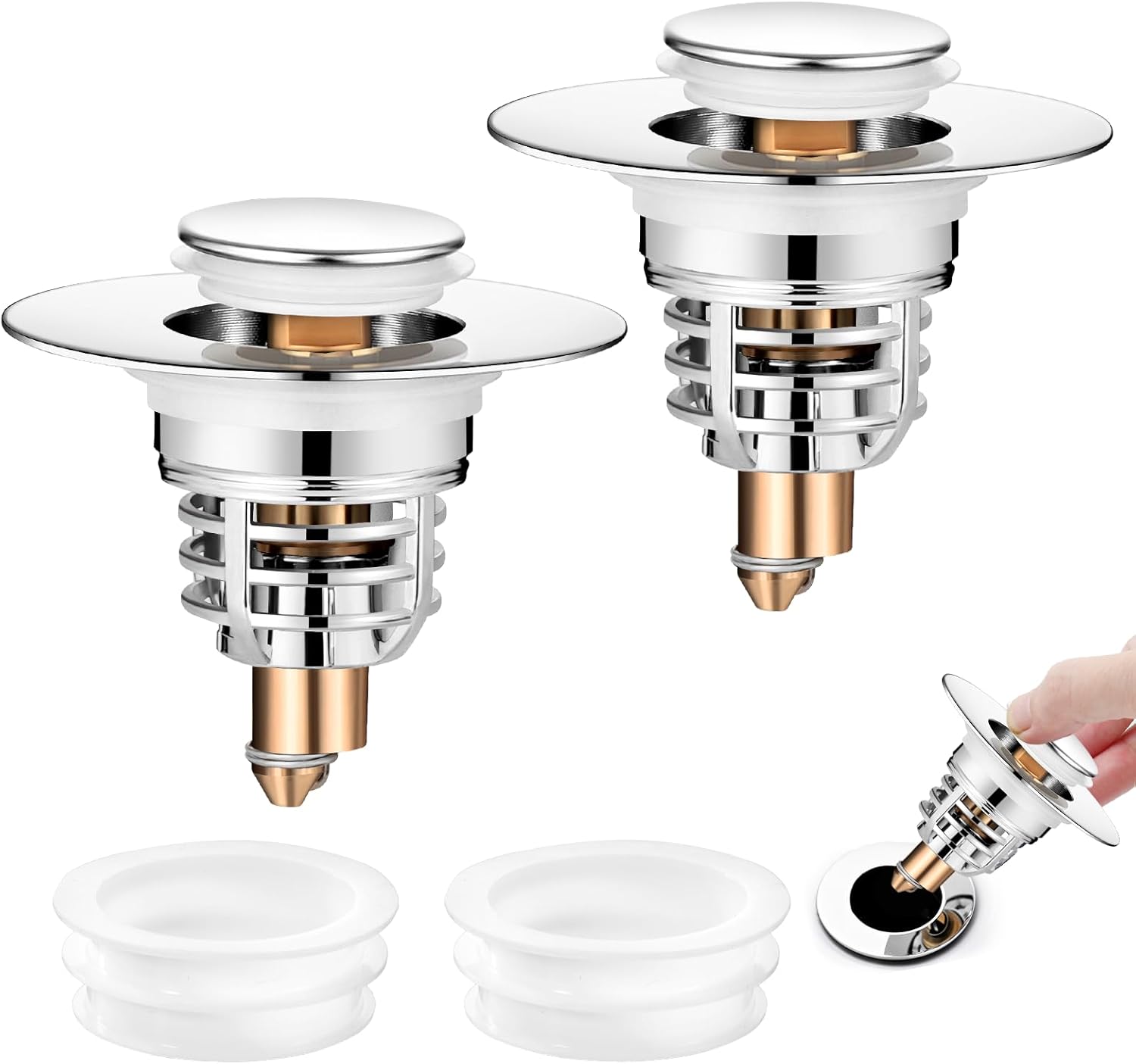 Nicoll – Bonde de lavabo plastique à bouchon-chaînette – grille 65 mm – Hauteur 28 mm – Écrous ergonomiques pour montage rapide