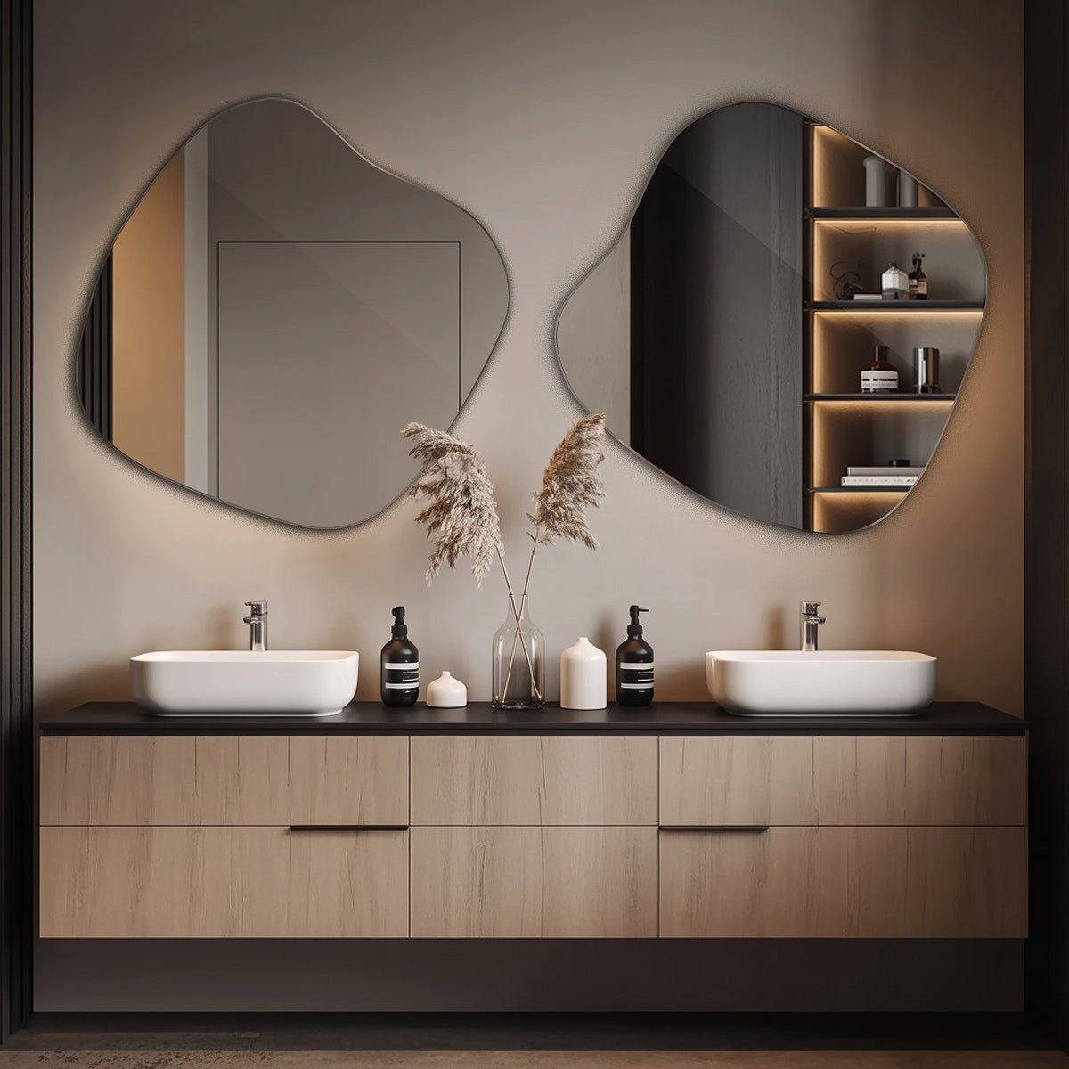 Specchio decorativo irregolare - Tulup - 67,6x67 - Uno specchio a forma di macchia - 4