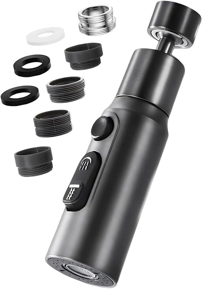 Robinet de bucătărie cu cioc rotativ, mod de extensie, construcție ABS, alamă, filet exterior MM, bucătărie, baie, argintiu