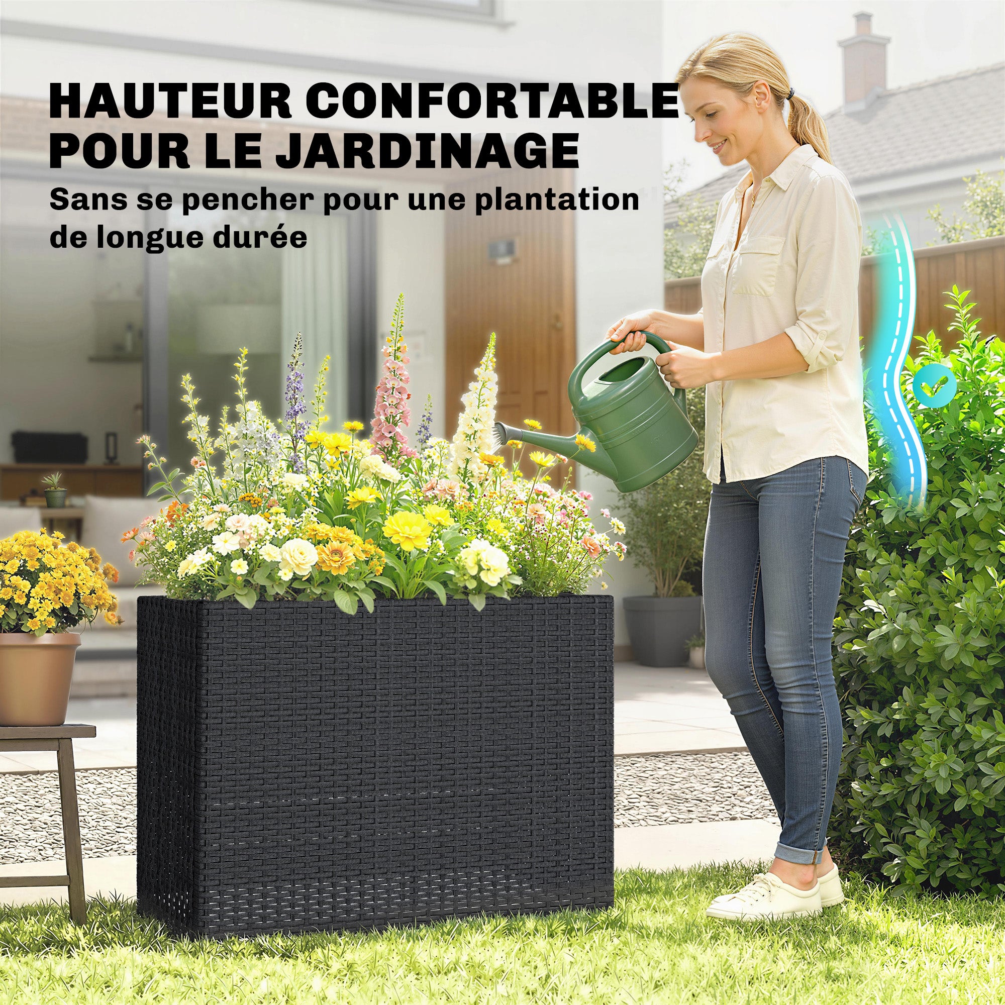 Jardinière surélevée résine tressée Outsunny - 4