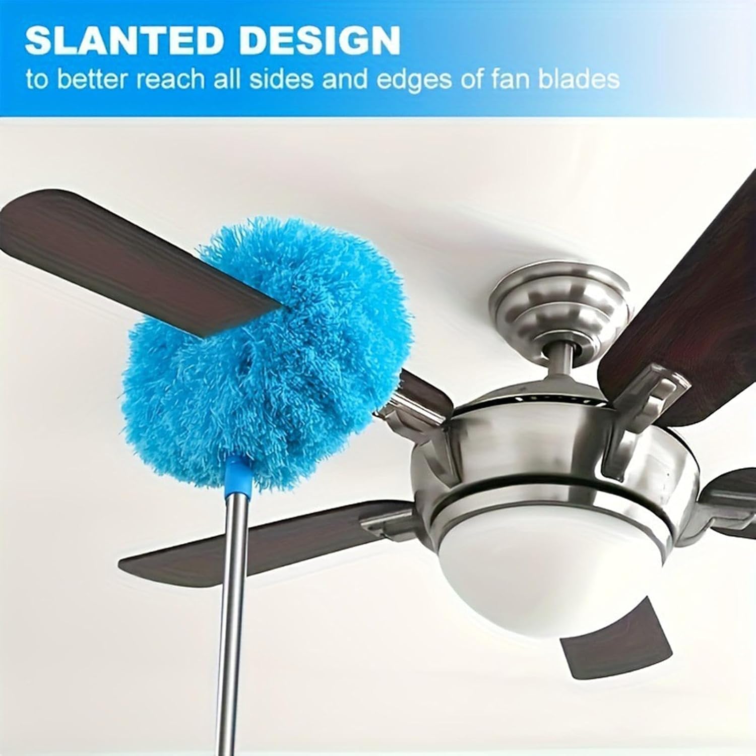 Extendable Feather Duster, Household Furniture Dusting Tool, 12.99x31.5 inches Telescopic Dust Remover with Bendable Head for Cleaning Ceiling Fans - 3