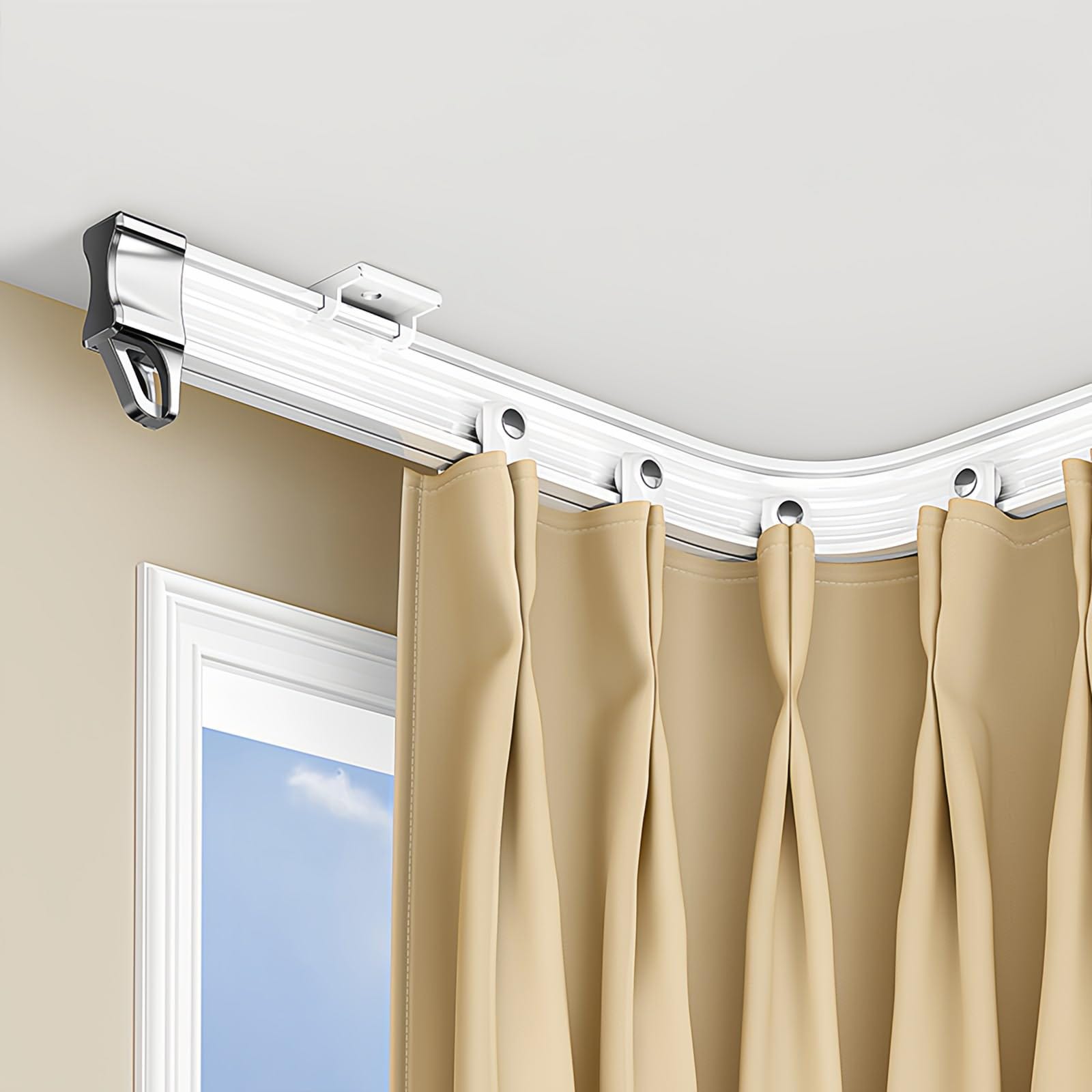 Binario per Tende Flessibile, Set di Binari per Tende Soffitto o Parete, per Tenda da Doccia/L U Forma/Camper (Color : White Ceiling Mount, Size : 1.5m/5ft Binario per Tende Flessibile, Set di Binari per Tende Soffitto o Parete, per Tenda da Doccia/L U Forma/Camper (Color : White Ceiling Mount, Size : 1.5m/5ft