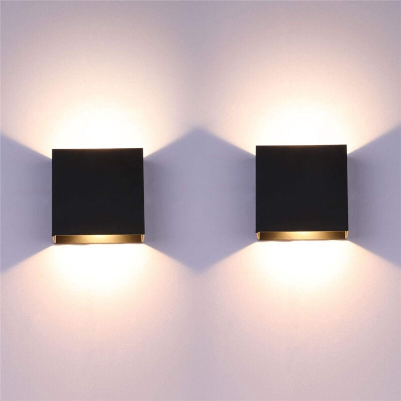 Lot de 2 appliques murales d'intérieur décoratives à LED 7 W, lumière chaude, couleur noire | Leroy Merlin